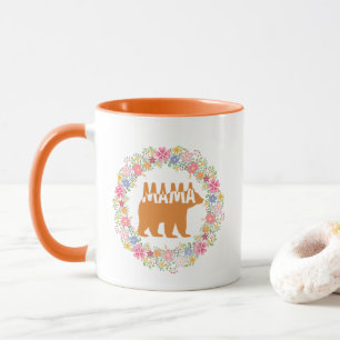 Taza Arte de silueta de mamá osa colorida