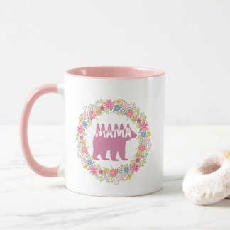 Taza Arte de silueta de mamá osa colorida