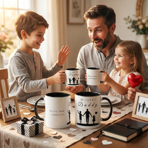 Taza Arte de silueta personalizado “Te queremos, papá”