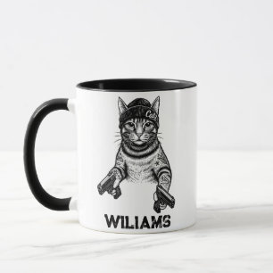 Taza Arte de tatuaje de gato gánster Kitty de moda ca