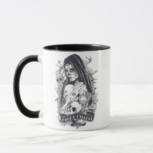 Taza Arte de Tatuaje de Mujer de Cráneo de Azúcar Gótic
