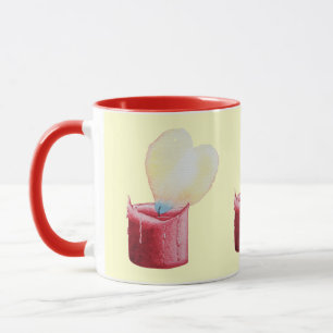 Taza arte de velas rojas con forma de corazón