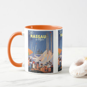 Taza Arte de viaje vintage de Bahamas, Vuela a Nassau e
