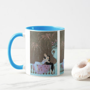 Taza Arte Deco Antiguo Fuegos Artificiales Le Feu, Geor