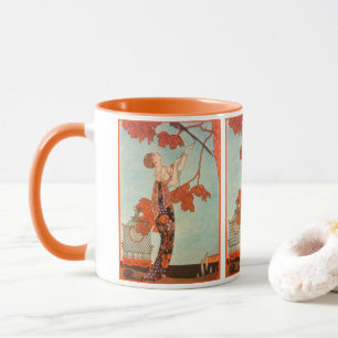 Taza Arte Deco Antiguo, Pájaro Voluble de George Barbie