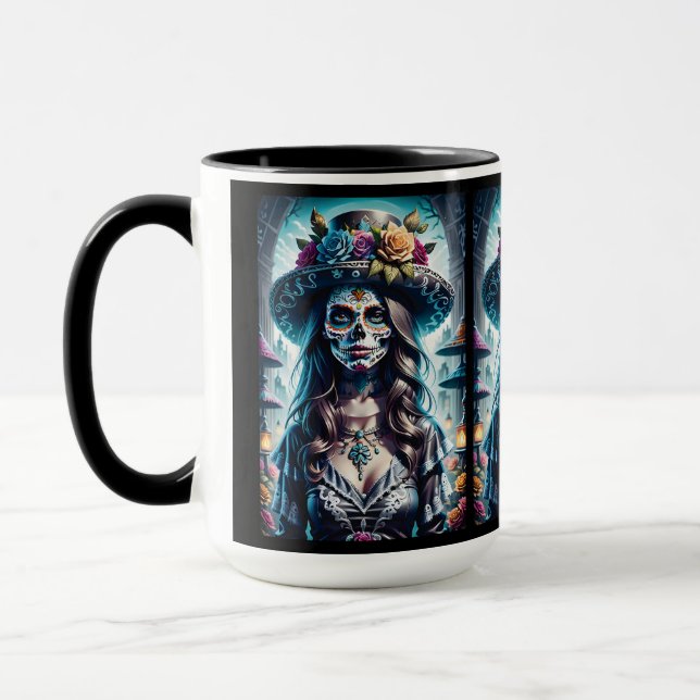 Taza Arte del cráneo del azúcar - Espíritu festivo (Izquierda)
