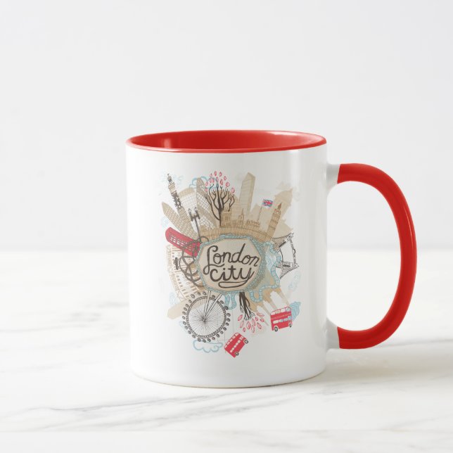 Taza Arte del Doodle de la ciudad de Londres (Derecha)
