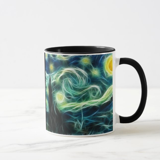 Taza Arte del fractal de Van Gogh de la noche (Derecha)