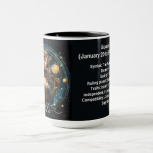 Taza Arte del Zodiaco de Acuario para 20 de enero–18 de