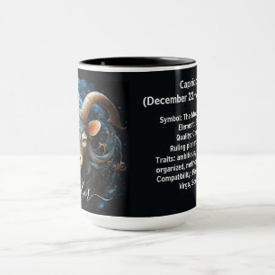 Taza Arte del Zodíaco de Capricornio para el 22 de dici