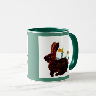 Taza Arte desafiante en el conejo de primavera