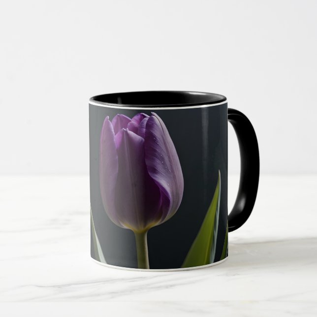 Taza Arte digital de tulipanes morados (Anverso derecho)