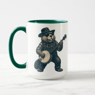 Taza Arte divertido de música country vintage de castor