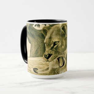 Taza Arte dramático de safari de leona vida silvestre