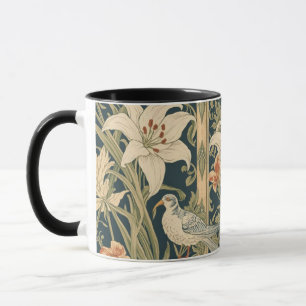Taza Arte elegante Art Nouveau Vintage Botánico Pájaro