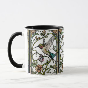 Taza Arte elegante de colibrí, botánico boho chic