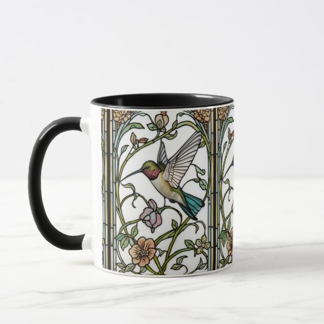 Taza Arte elegante de colibrí, botánico boho chic (Izquierda)