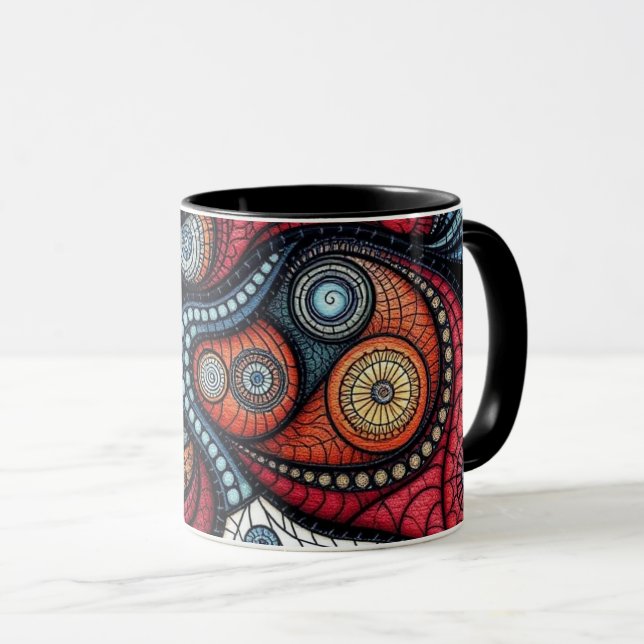 Taza Arte espiral fractal colorido (Anverso derecho)