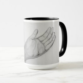 Taza Arte fino de dibujo a lápiz en mano en blanco y ne