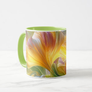 Taza Arte floral abstracto con pétalos amarillos
