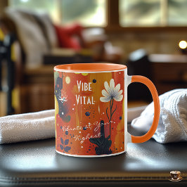 Taza Arte floral abstracto de bienestar en tonos cálido