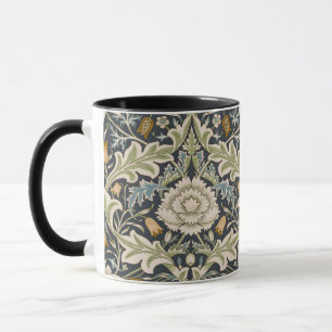 Taza Arte floral azul marino de William Morris Severn