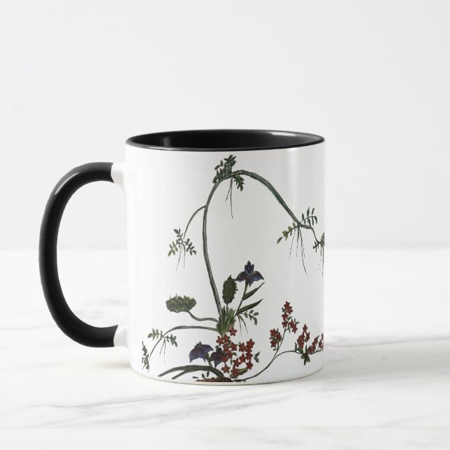 Taza arte floral barro de flores japonés (Izquierda)