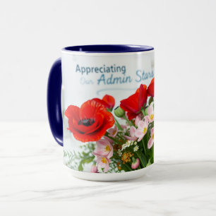 Taza Arte floral de amapolas rojas de agradecimiento a