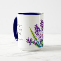Arte Floral de Jacinto Morado Vintage de Primavera