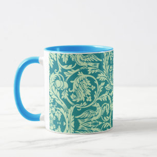 Taza Arte floral de pájaro azul rey de William Morris Q
