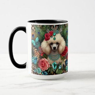 Taza Arte floral de perro canino blanco