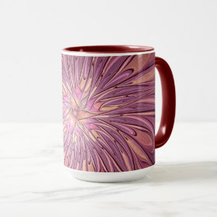 Taza Arte floral fractal moderno abstracto en colores d