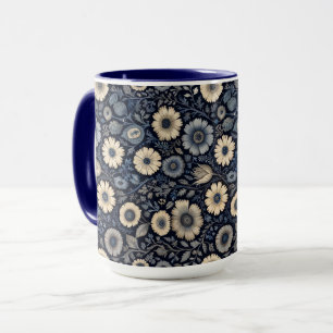 Taza Arte floral índigo   Diseño inspirado en Burne-Jon