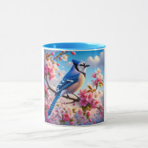 Taza Arte floral/primaveral de Jay azul