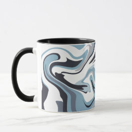 Taza Arte fluido abstracto con tonos azules y grises gi