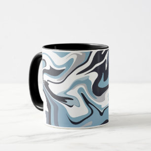 Taza Arte fluido abstracto con tonos azules y grises gi