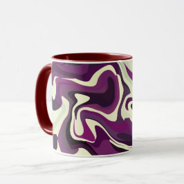Taza Arte fluido abstracto con tonos púrpura y crema