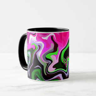 Taza Arte fluido con aguas rosadas y verdes vibrantes