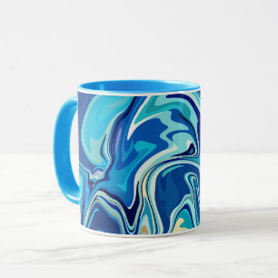 Taza Arte fluido tranquilo con remolinos azules y aqua