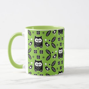 Taza Arte folclórico de búho escandinavo