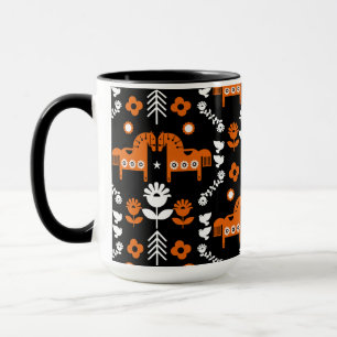 Taza Arte folclórico escandinavo de caballos