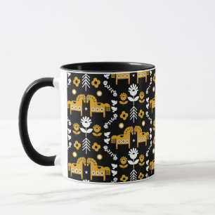 Taza Arte folclórico escandinavo de caballos