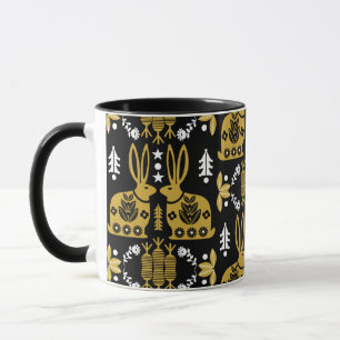 Taza Arte folclórico nórdico escandinavo conejo