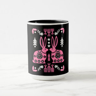 Taza Arte folclórico nórdico escandinavo conejo