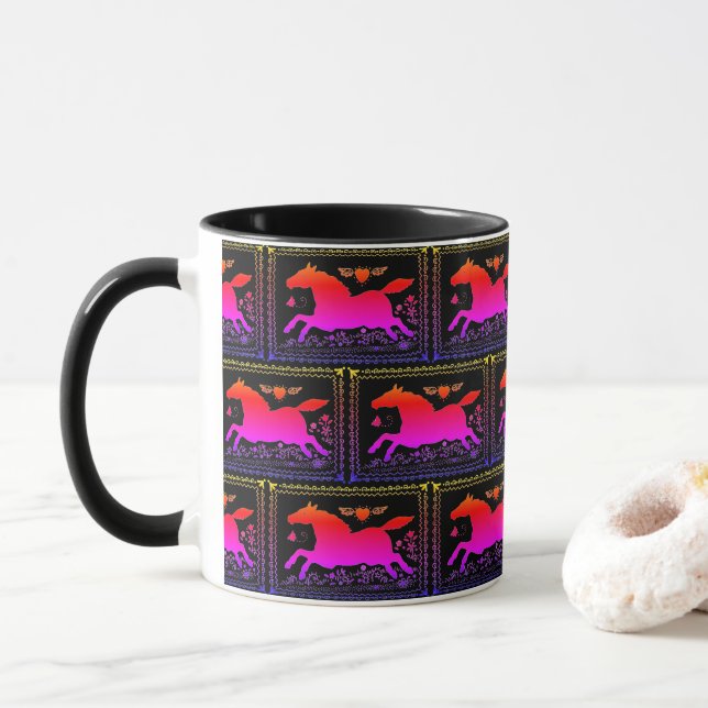 TAZA ARTE FOLLAR PRIMITIVO HORSE EQUINE SILHOUETTE (Con donut)