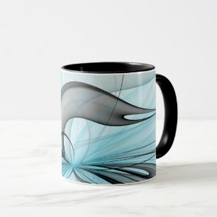 Taza Arte fractal moderno gris antracita abstracto