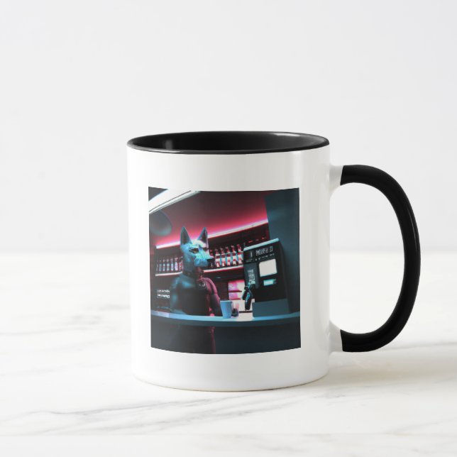Taza Arte generado por Cyberpunk Dog Barista AI (Derecha)