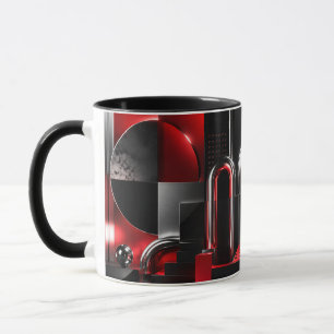 Taza Arte geométrico abstracto dinámico regalo rojo y n