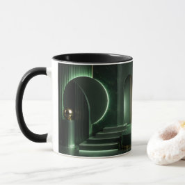 Taza Arte geométrico abstracto elegante en verde oscuro