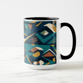 Taza Arte geométrico abstracto moderno - Naranja Teal R